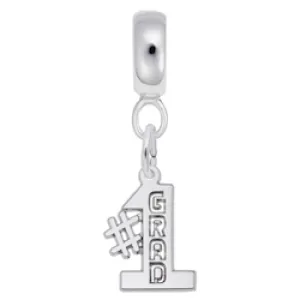 #1 Grad Charm Dangle Bead In Sterling Silver