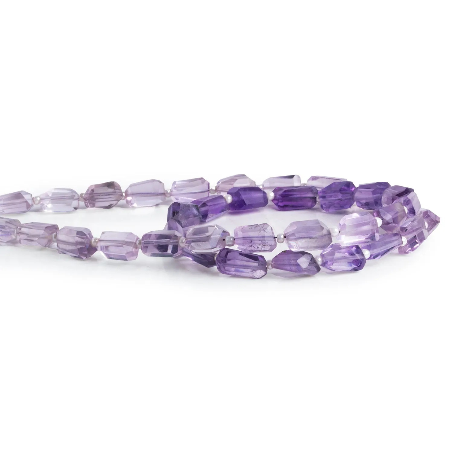 10x6mm Pink Amethyst Faceted Nuggets 12 inch 30 beads