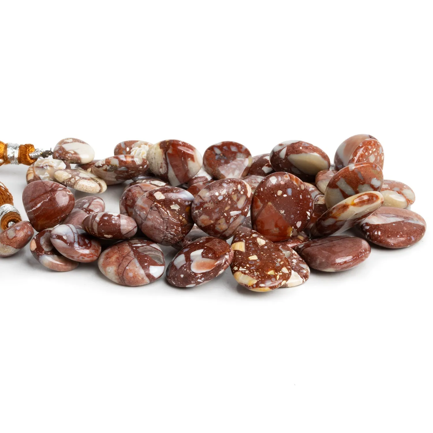 11-23mm Brecciated Jasper Plain Hearts 8 inch 40 beads