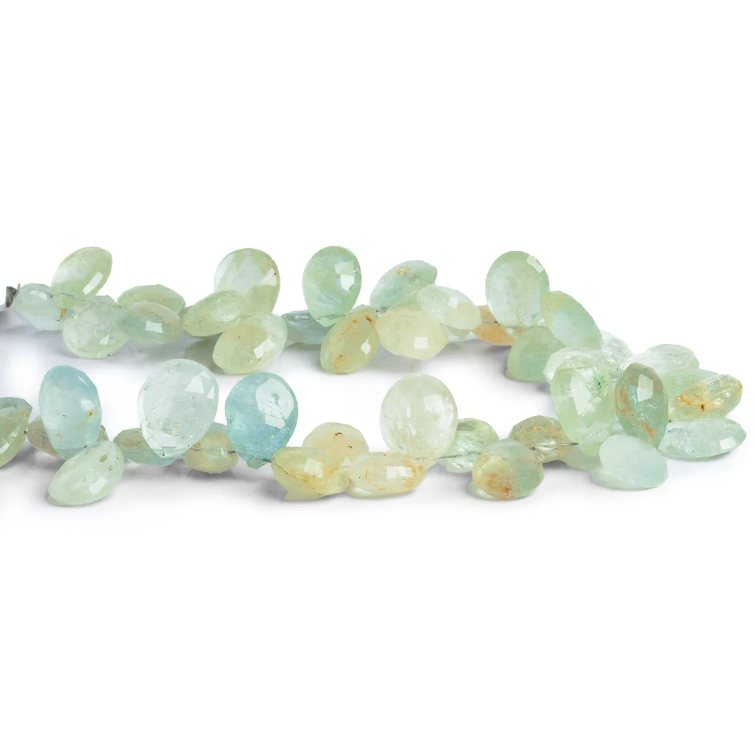 11x9mm Aquamarine Faceted Pears 8 inch 47 beads