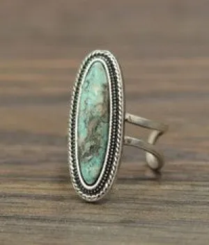 1.2" Long, Natural Turquoise Adjustable Ring