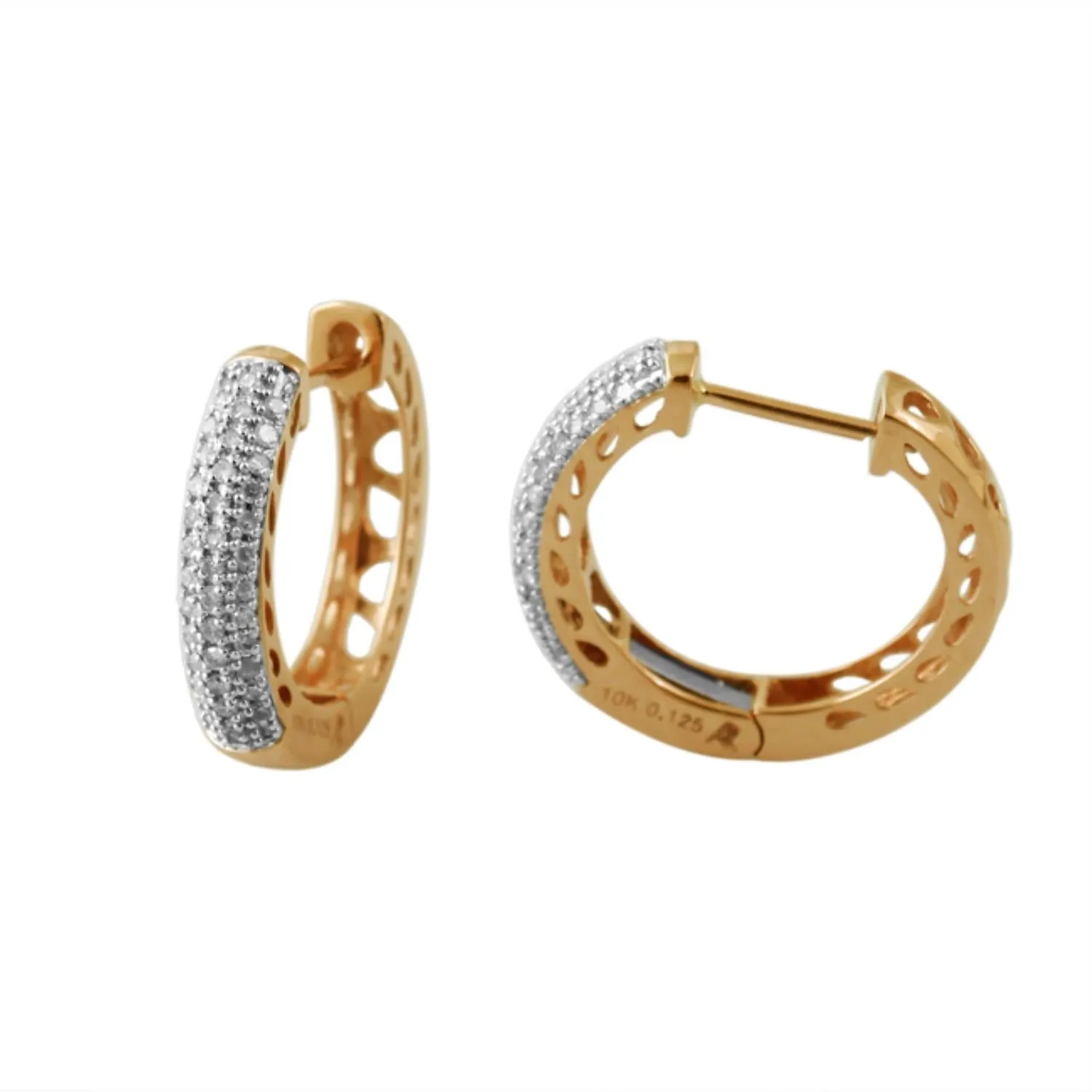 1/4 CTW Diamond Hoop Earrings in 10KT Yellow Gold