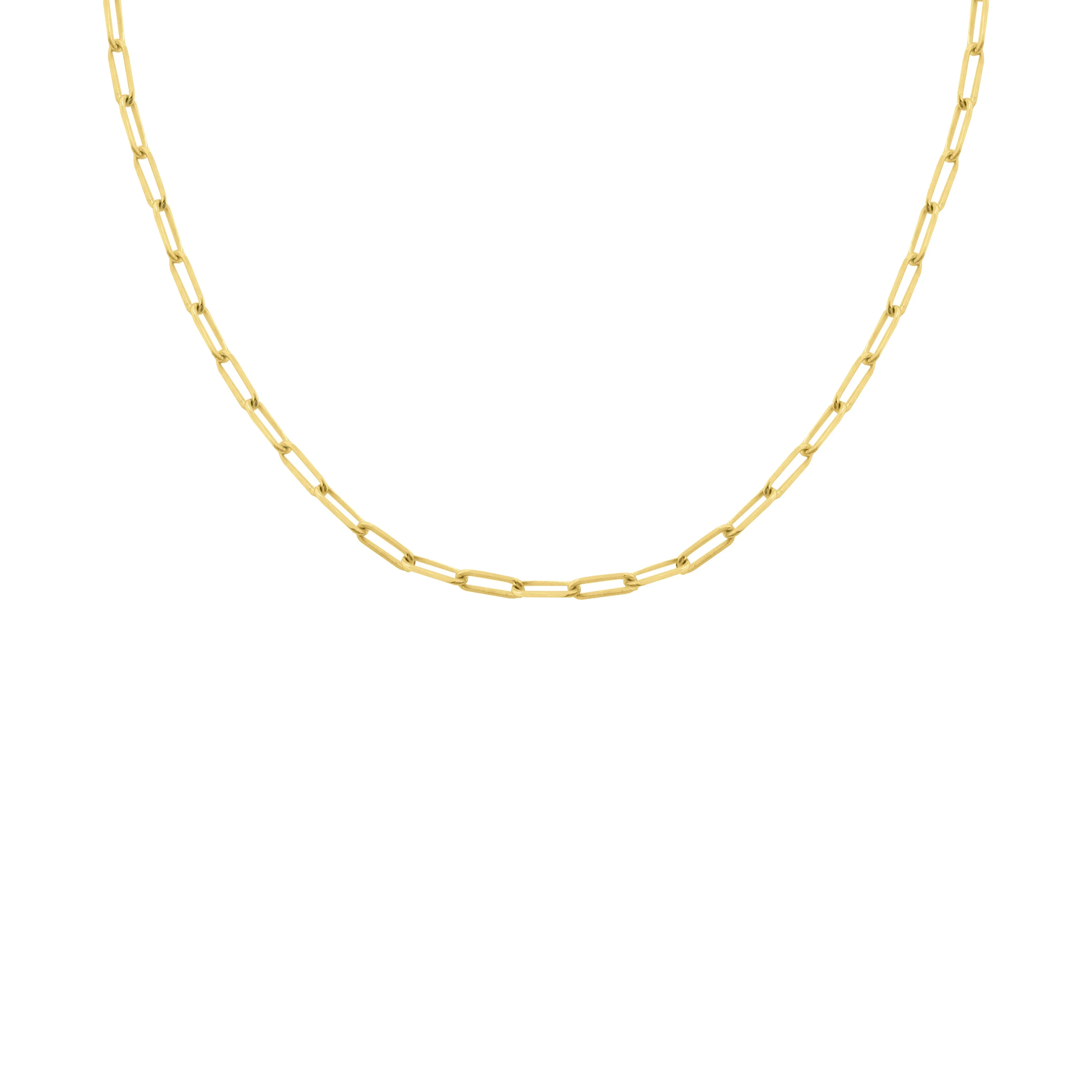 14K GOLD 16" MINI PAPERCLIP CHAIN NECKLACE