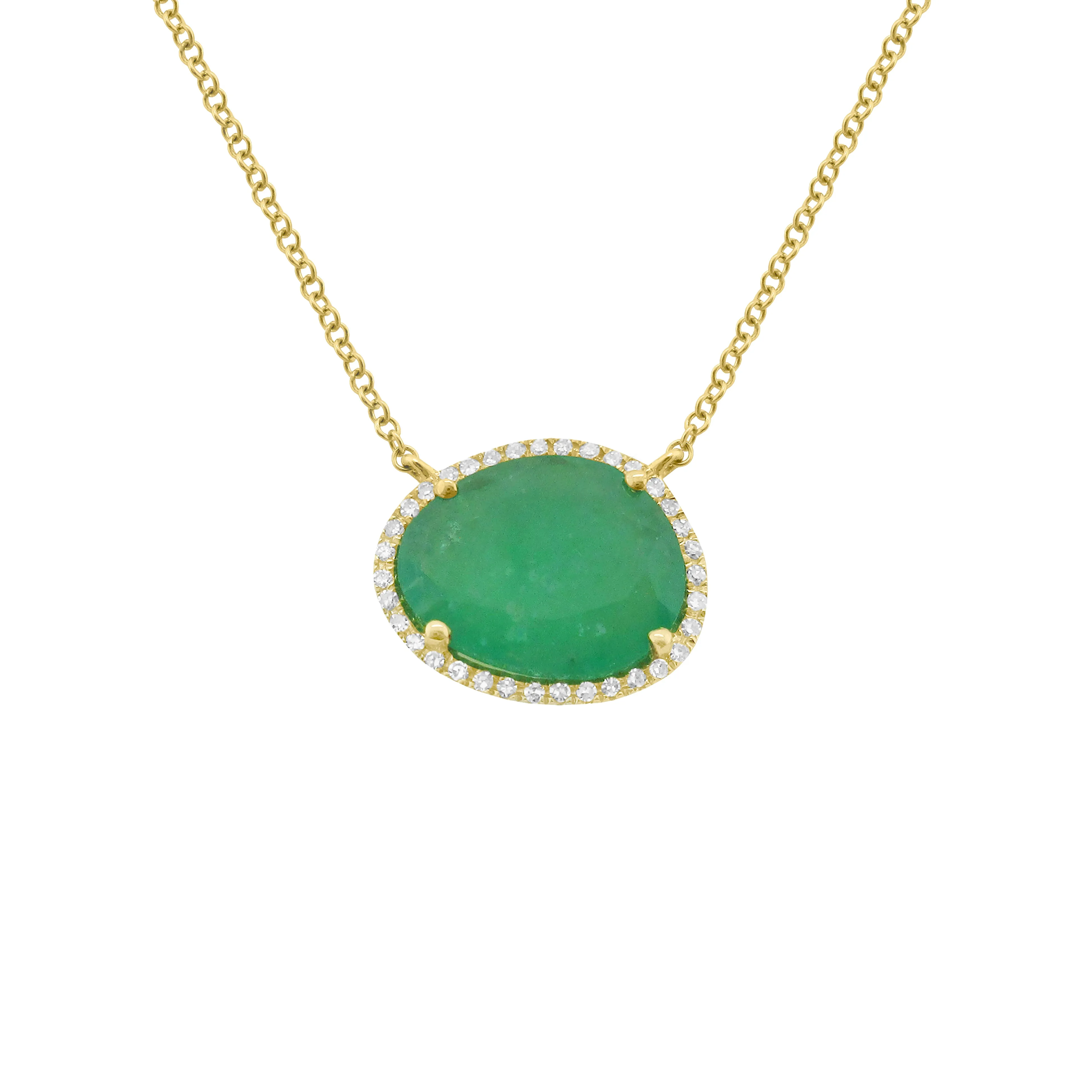 14K GOLD DIAMOND AND EMERALD CARA NECKLACE