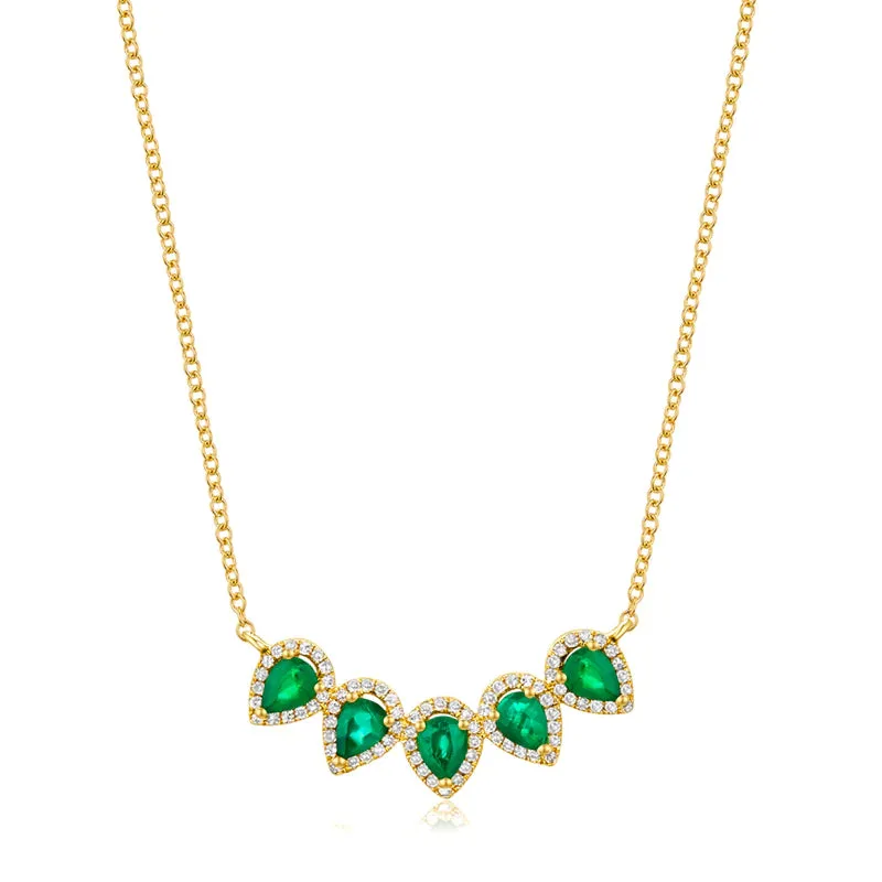 14K GOLD DIAMOND AND EMERALD RELLA NECKLACE