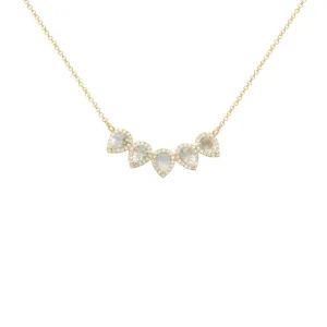 14K GOLD DIAMOND AND MOONSTONE RELLA NECKLACE