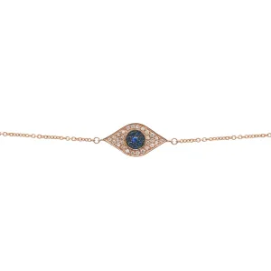 14K GOLD DIAMOND BLUE SAPPHIRE SERENA EYE BRACELET