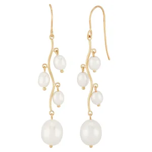 14k Gold Pearl Drop Earrings