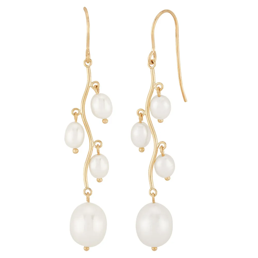 14k Gold Pearl Drop Earrings