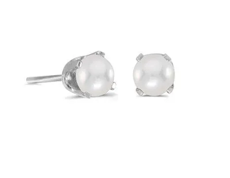 14k White Gold 3mm Round Birthstonel Screw-back Stud Earrings