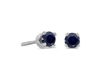 14k White Gold 3mm Round Birthstonel Screw-back Stud Earrings