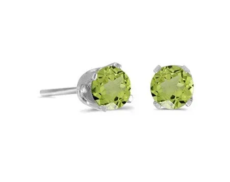 14k White Gold 3mm Round Birthstonel Screw-back Stud Earrings