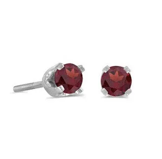 14k White Gold 3mm Round Birthstonel Screw-back Stud Earrings