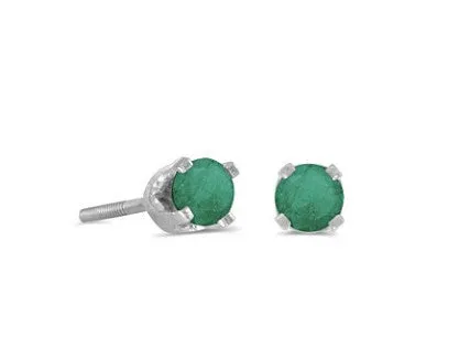 14k White Gold 3mm Round Birthstonel Screw-back Stud Earrings