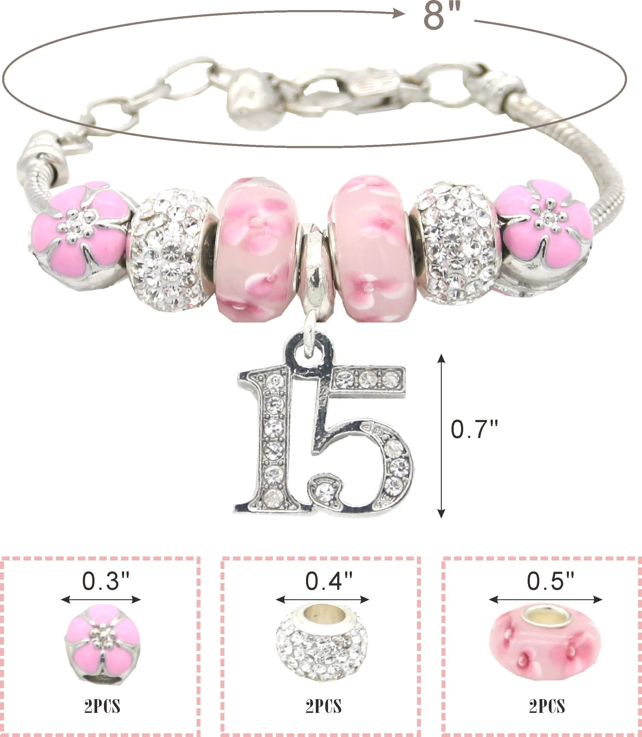 15th Birthday Gifts for Girls, 15th Birthday Charm Bracelet, 15th Birthday Necklace, 15th