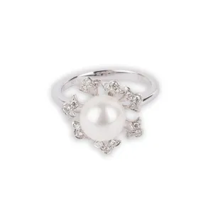 18ct White Gold Diamond & Cultured Pearl Dress Ring A-R38358-3010