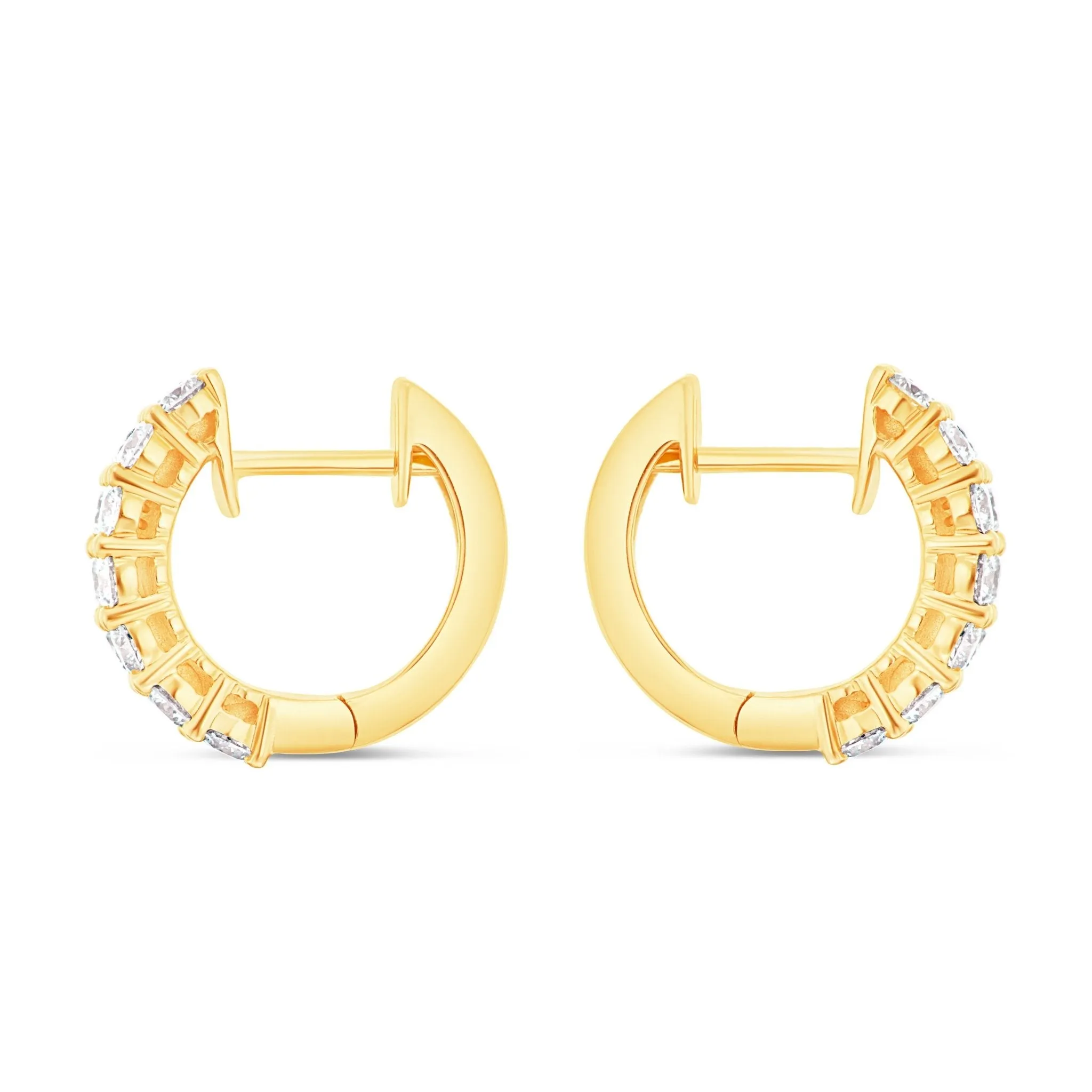 18K Gold 0.64ct Diamond Huggie Hoop Earrings