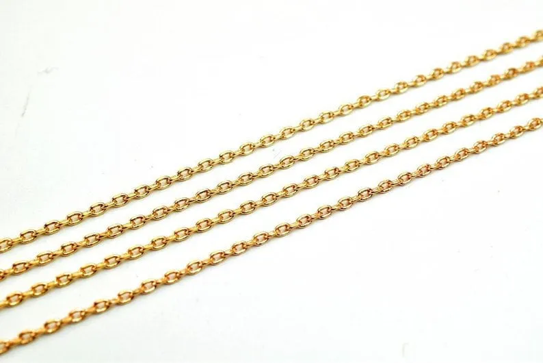 18K Pinky Gold Filled Look, Cable Chain Link Chain personalize necklace 3 feet  Width 1mm Thickness 0.5mm Gold-Filled finding for Jewelry Making