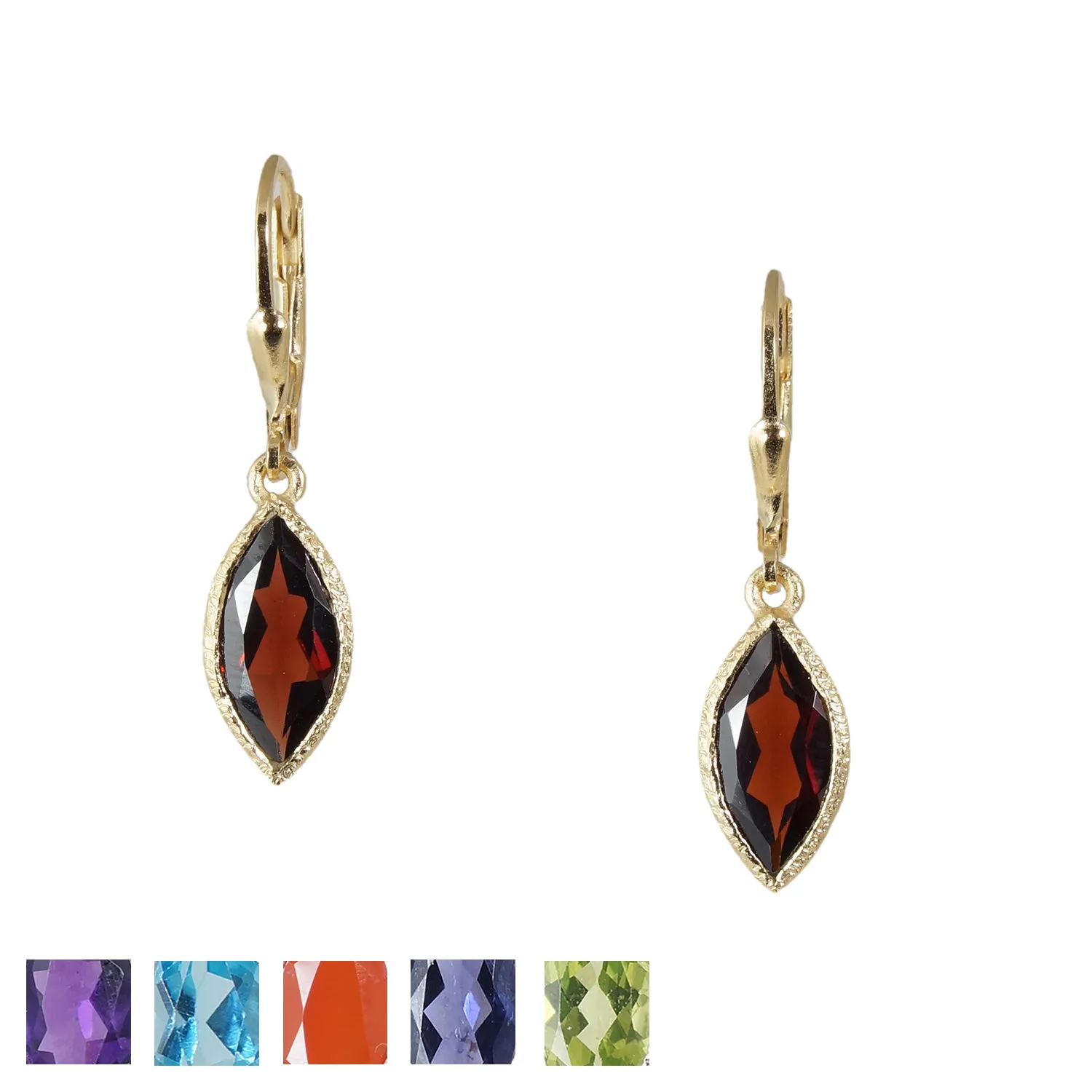 18k Vermeil Marquise Gemstone Earrings