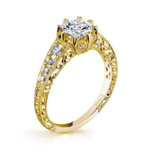 18K Yellow Gold Diamond Engagement Ring