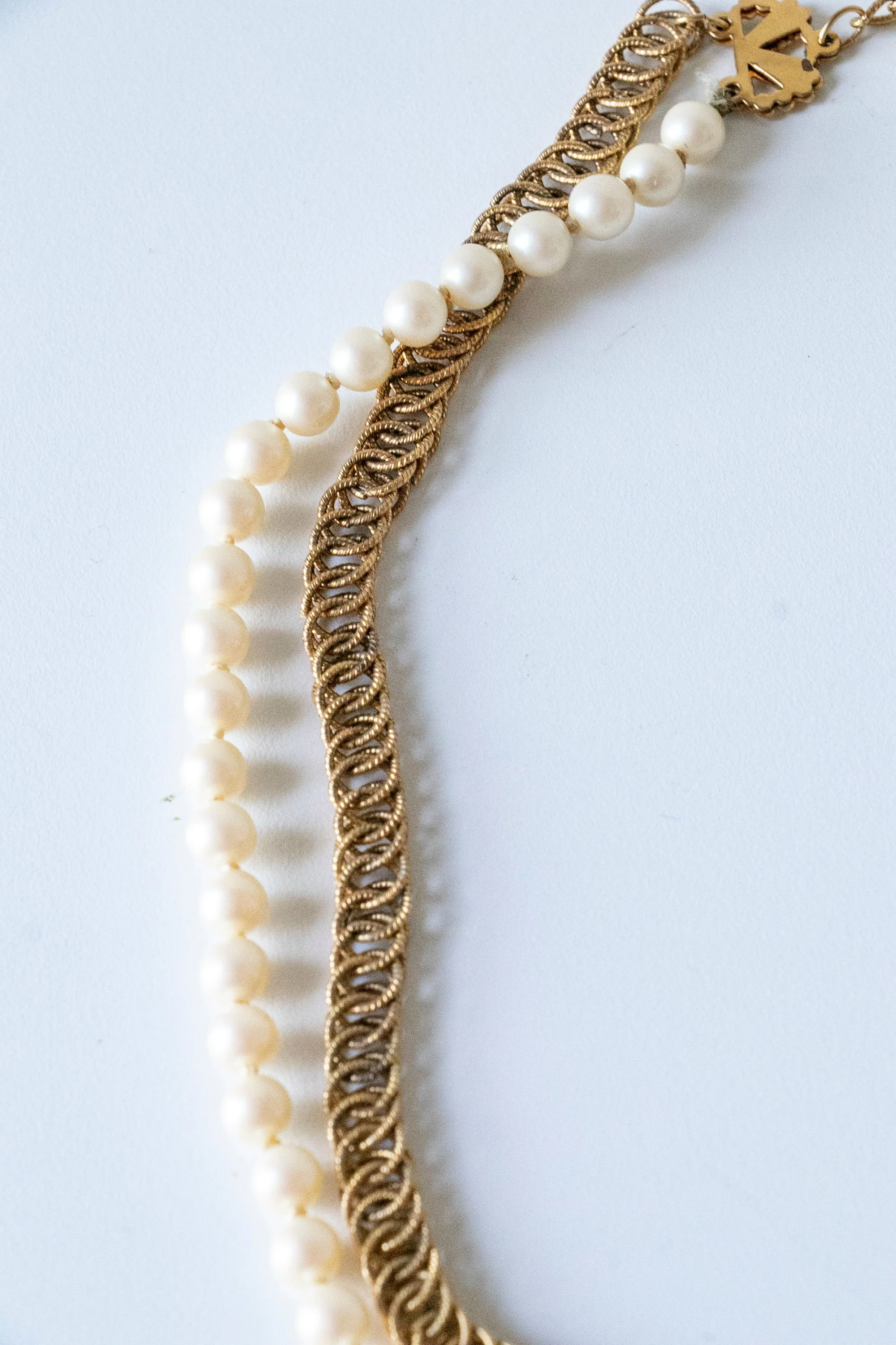 1970s Double Necklace Chain   Pearls