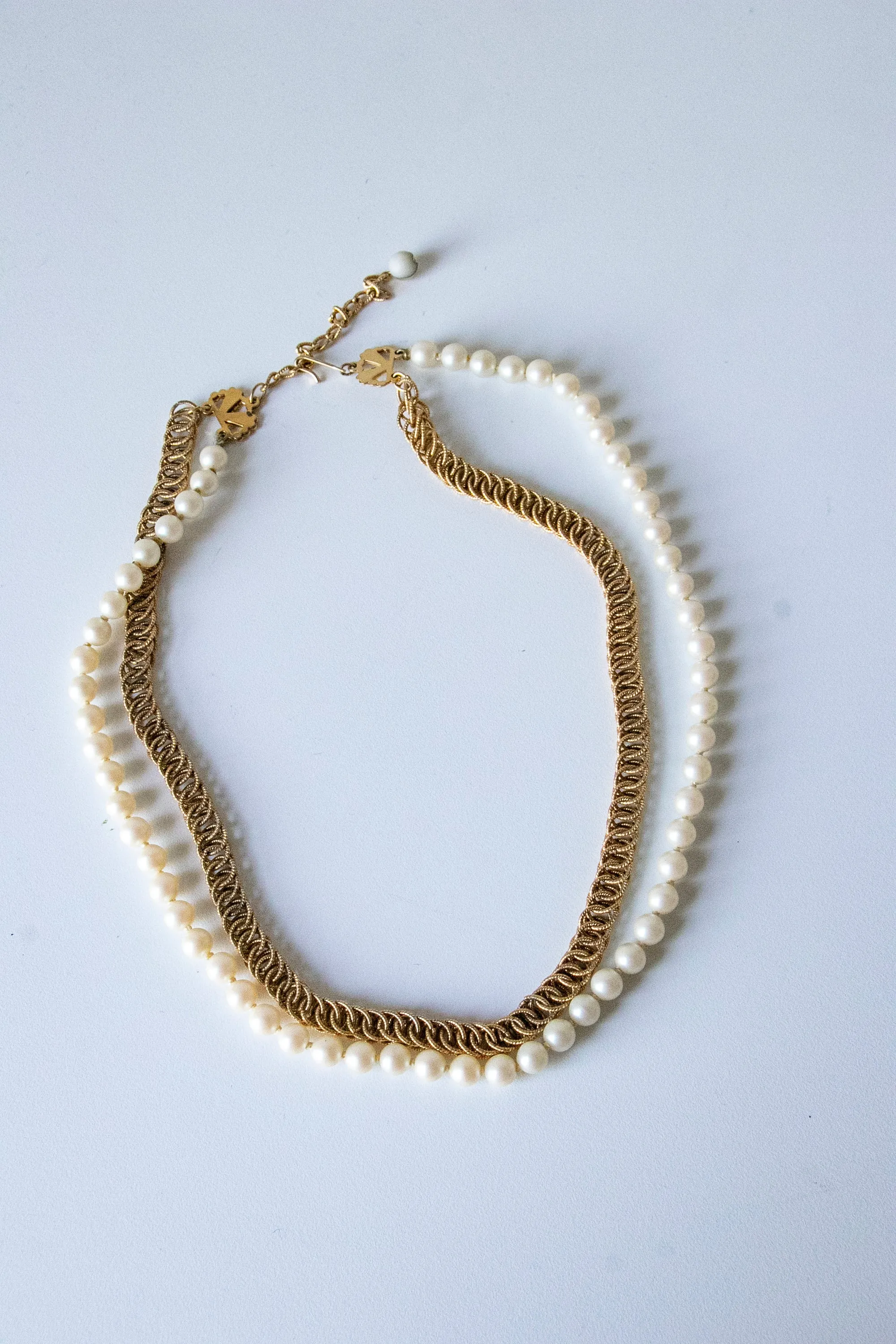 1970s Double Necklace Chain   Pearls