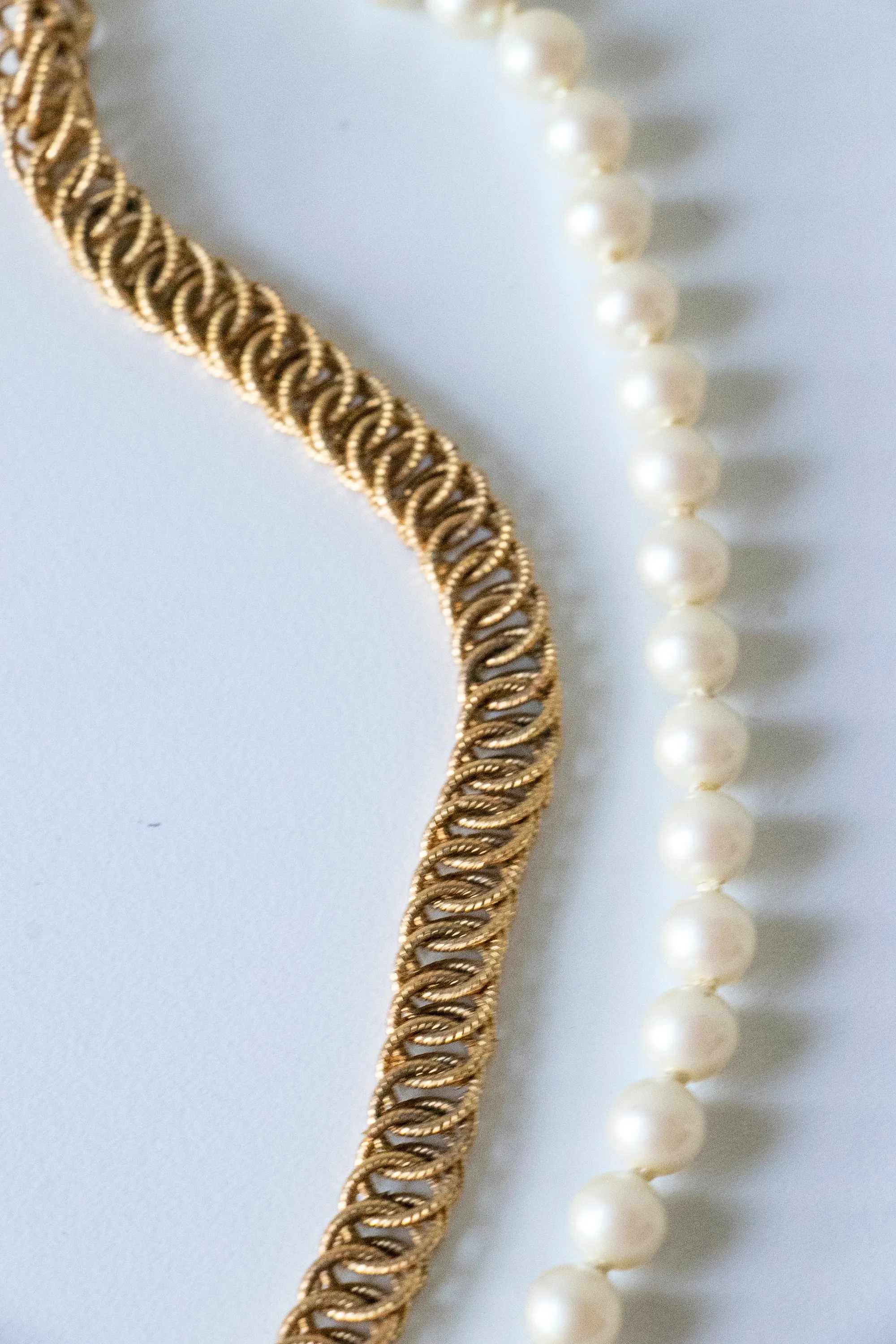 1970s Double Necklace Chain   Pearls