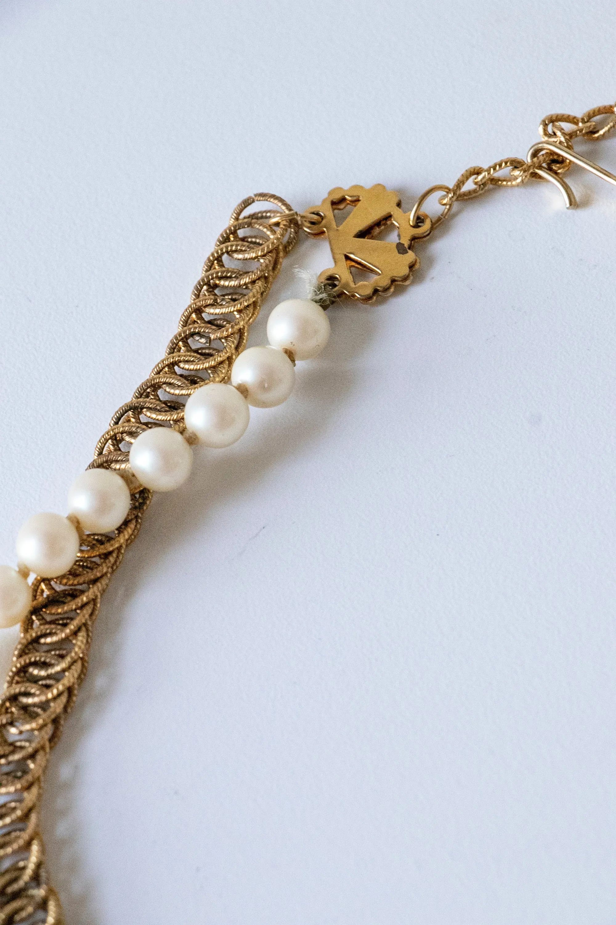 1970s Double Necklace Chain   Pearls