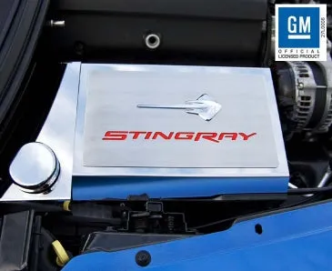 2014-2019 Corvette Z06/Z51/C7 - Fuse Box Cover Stingray Emblem & Lettering - Stainless Steel