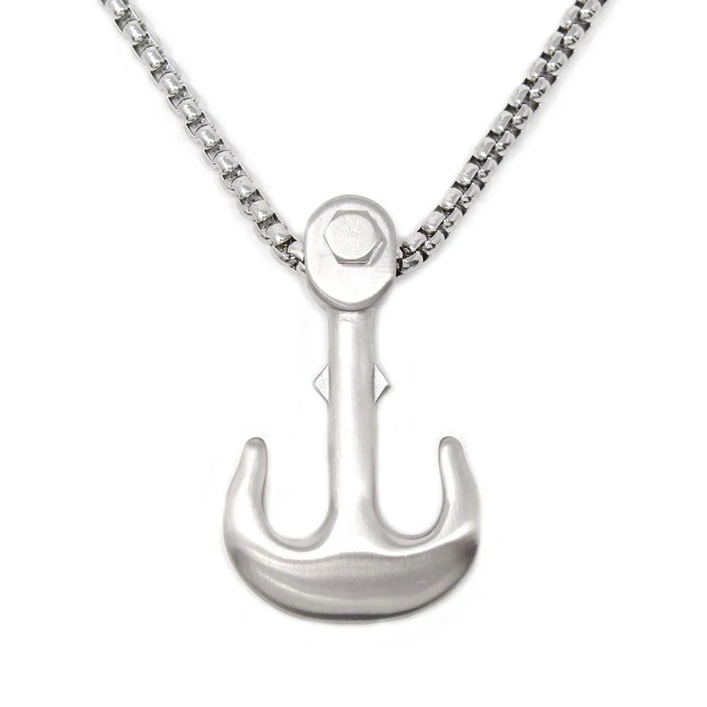 24 Inch Stainless Steel Chain with Anchor Pendant