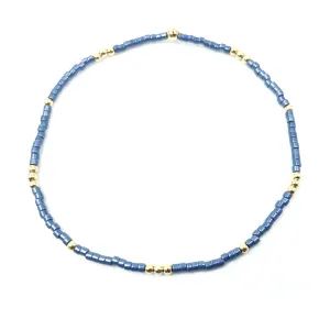 2MM NEWPORT STEEL BLUE   GOLD FILLED WATERPROOF BRACELET