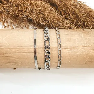 3 Strand Multi Chain Magnetic Bracelet in Silver Tone