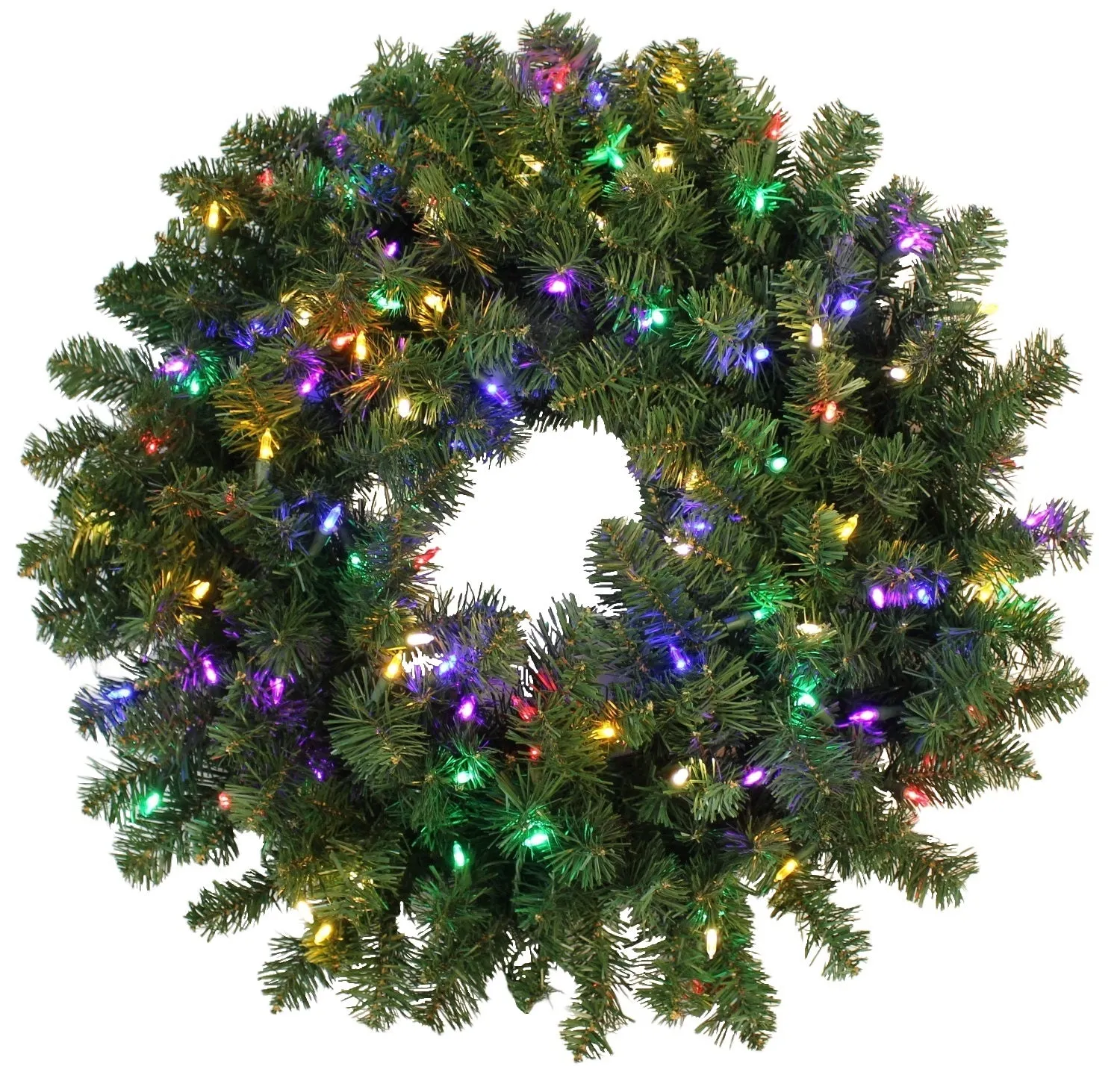 30" Tiffany Christmas Wreath Pre-Lit with 100 Multi-Colored LED Lights