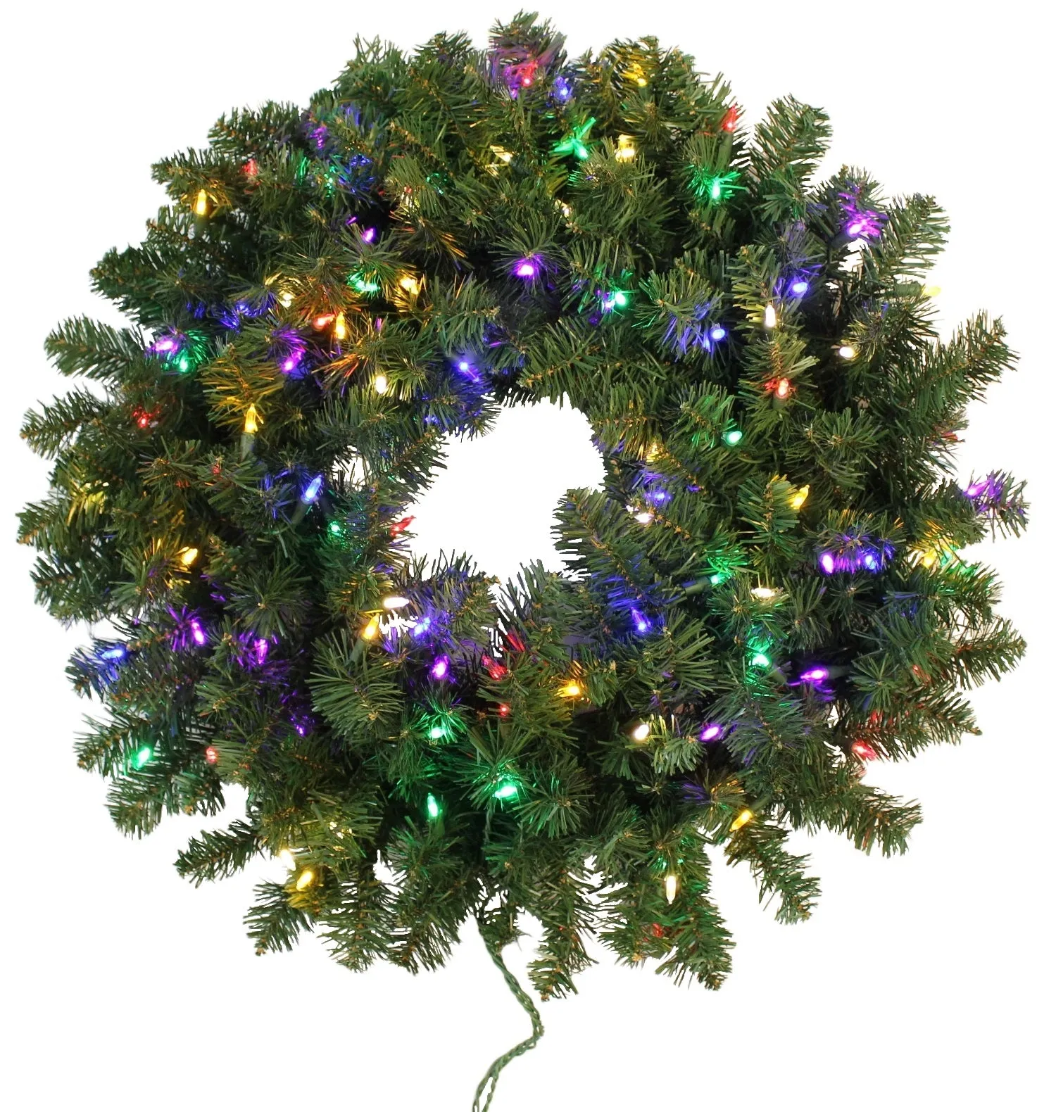 30" Tiffany Christmas Wreath Pre-Lit with 100 Multi-Colored LED Lights