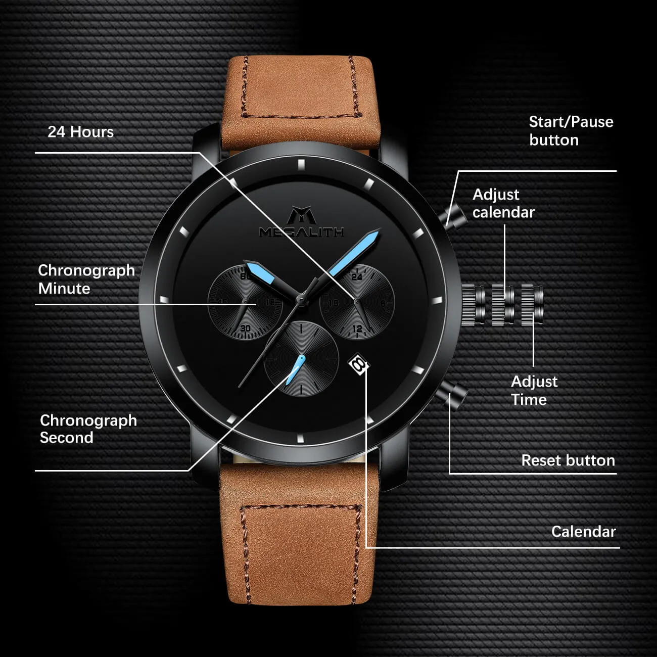 8021M | Quartz Men Watch | Leather Band