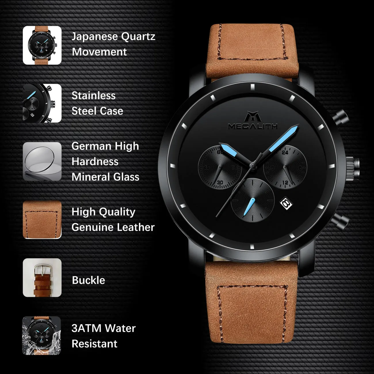 8021M | Quartz Men Watch | Leather Band