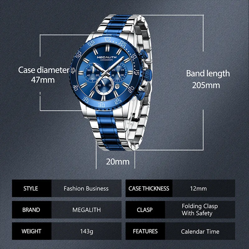 8227M | Quartz Men Watch | Stainless Steel Band