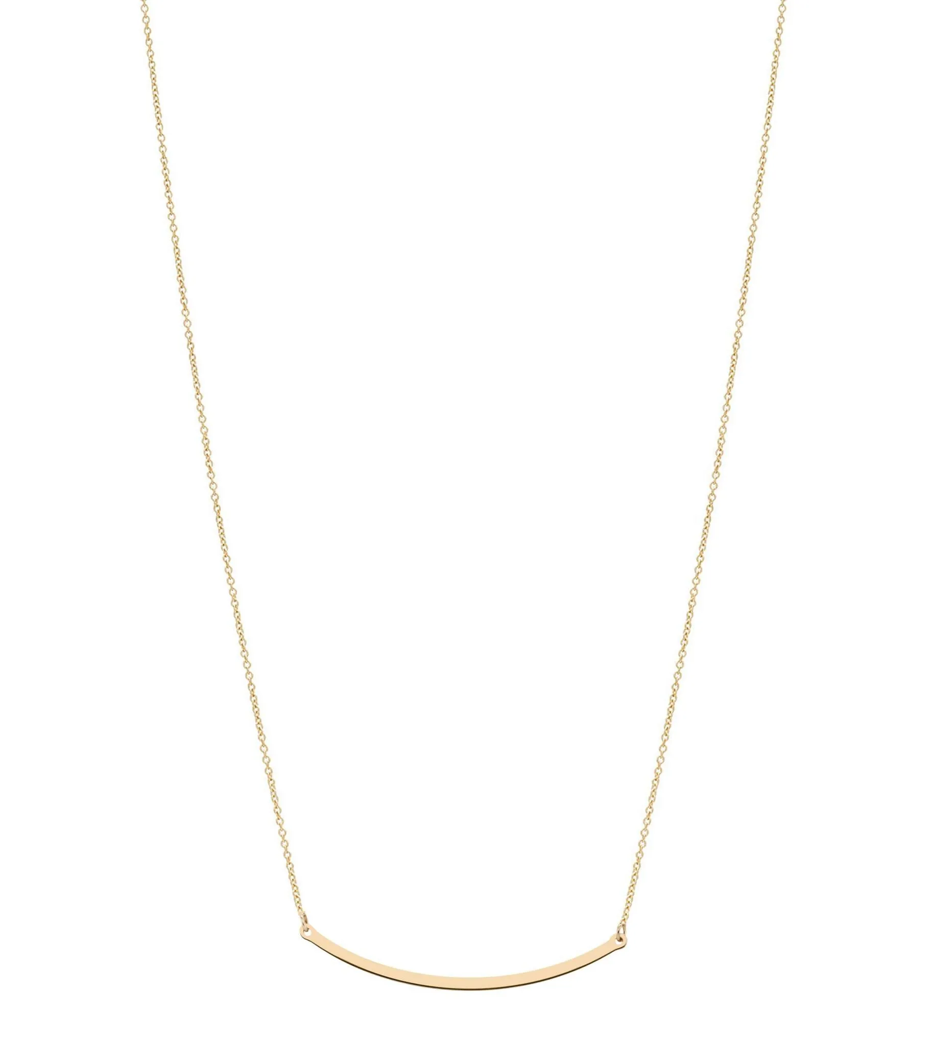 9kt Gold Curved Bar Pendant Necklace