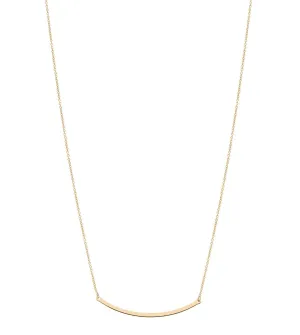 9kt Gold Curved Bar Pendant Necklace