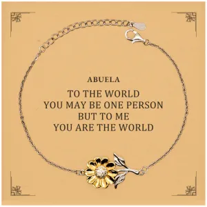 Abuela Gift. Birthday Meaningful Gifts for Abuela, To me You are the World. Standout Appreciation Gifts, Sunflower Bracelet with Message Card for Abuela