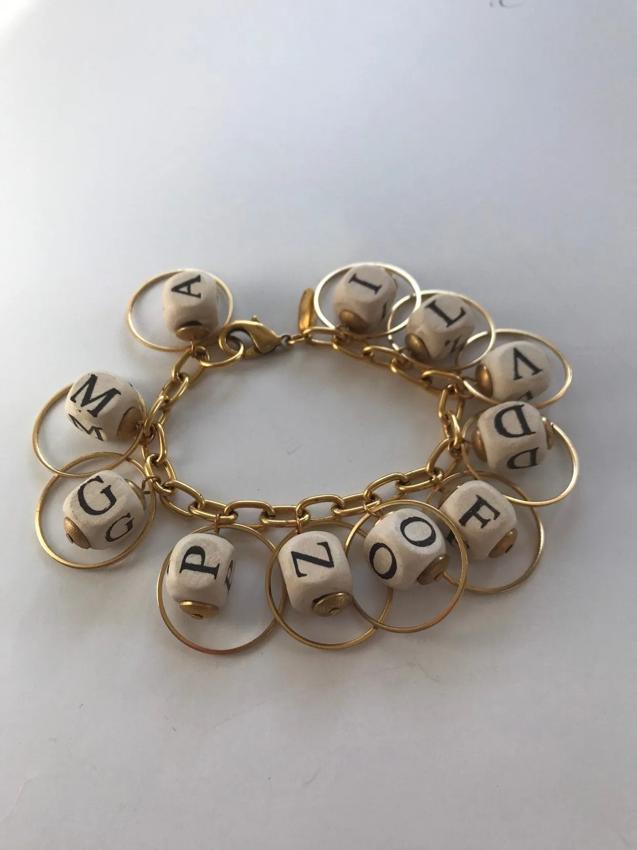 Alphabet Hoop Charm Bracelet