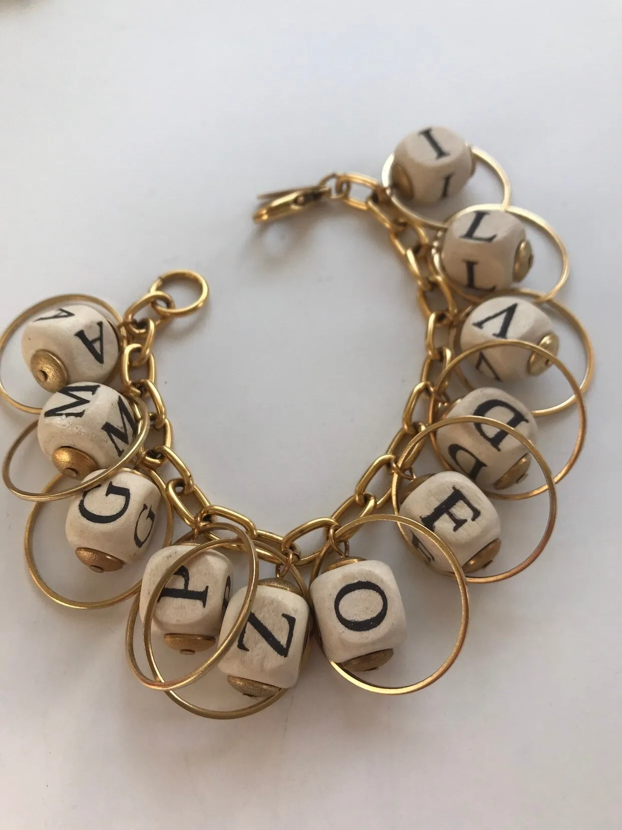 Alphabet Hoop Charm Bracelet