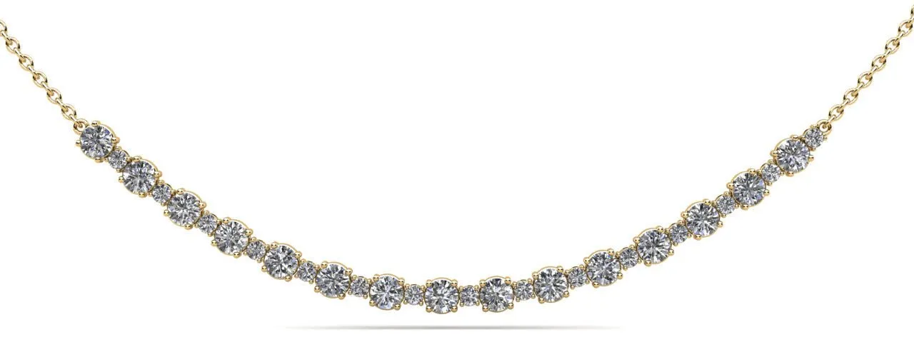 Alternating Diamond Tennis Diamond Necklace with 2.73 ct.(finished) 2mm, 3.6mm