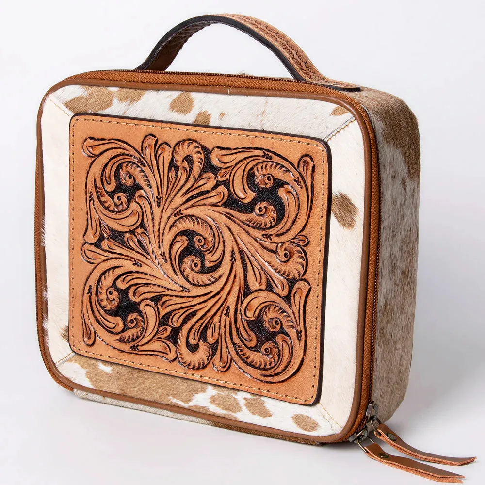 Hand-Tooled American Western Hide Jewelry Case