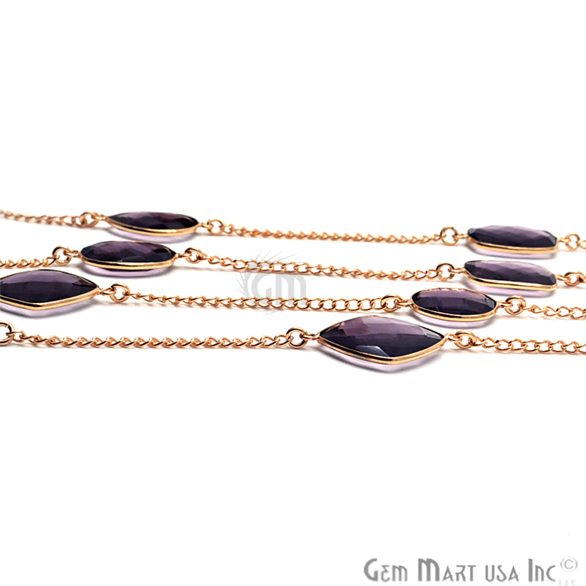 Amethyst 15mm Gold Plated Bezel Link Connector Chain