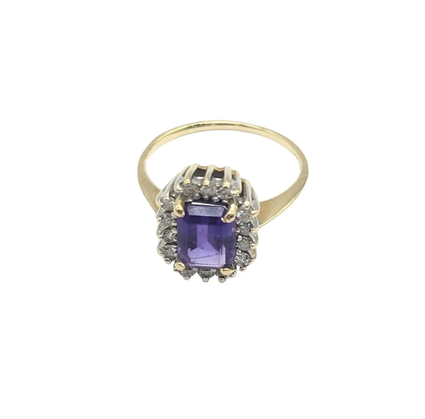 Amethyst and Diamond Chip Halo Ring