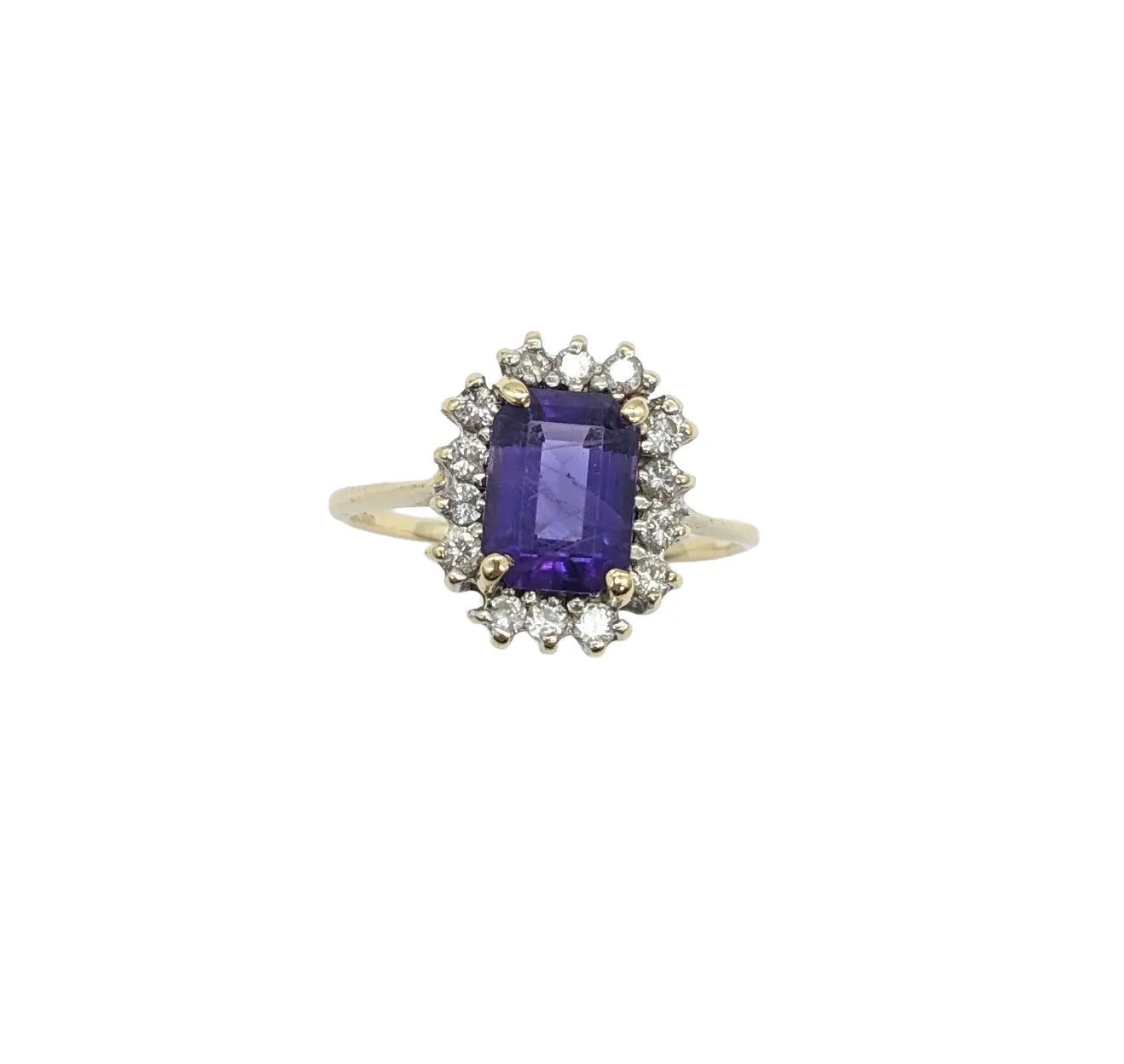 Amethyst and Diamond Chip Halo Ring