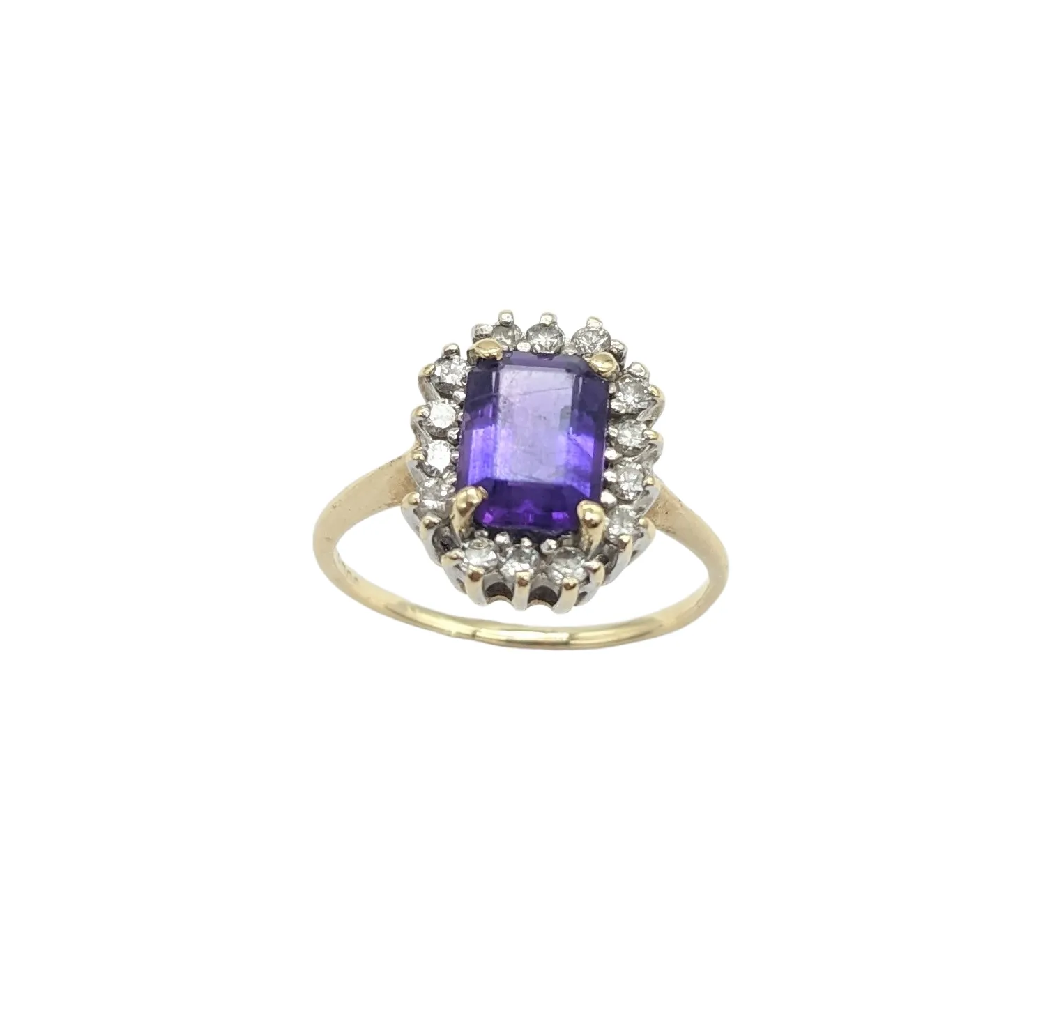 Amethyst and Diamond Chip Halo Ring