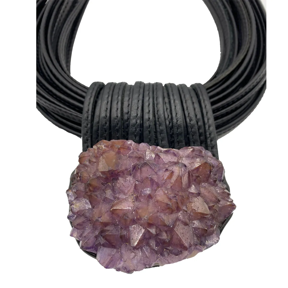 AMETHYST ON LEATHER CHOKER