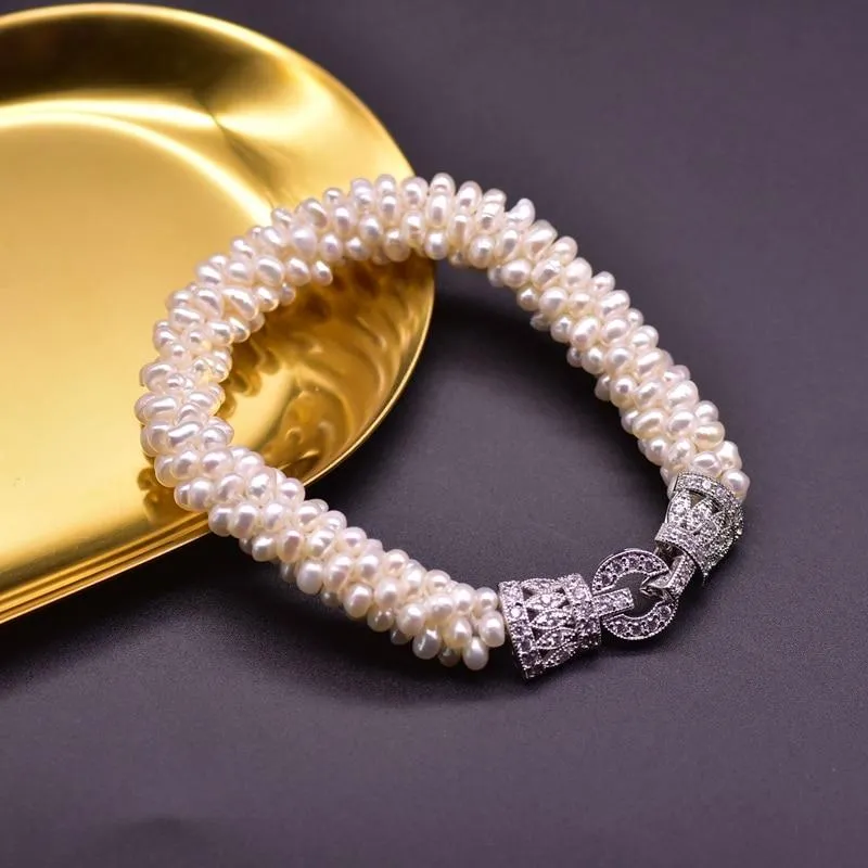 Angle Natural Freshwater White Pearl Bracelet For Women